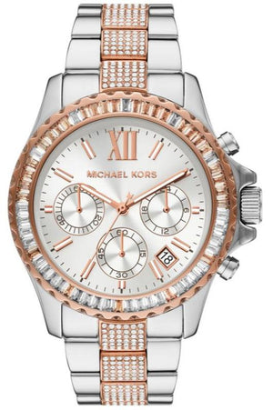  Shop Authentic Michael Kors Everest Chronograph Silver Dial Two Tone Steel Strap Watch For Women - MK6975 - Luxxuri