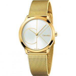  Shop Authentic Calvin Klein Minimal Silver Dial Gold Mesh Bracelet Watch for Women - K3M22526 - Luxxuri