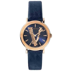  Shop Authentic Versace Virtus Quartz Blue Dial Blue Leather Strap Watch for Women - VEHC00419 - Luxxuri