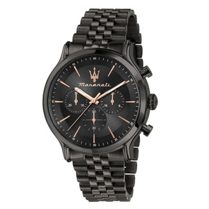 Shop Authentic Maserati Epoca Limited Edition Chronograph Black Dial Black Steel Strap Watch For Men - R8873618019 - Luxxuri