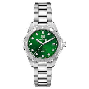  Shop Authentic Tag Heuer Aquaracer Diamonds Emerald Green Dial Watch for Women - WBD1316.BA0740 - Luxxuri