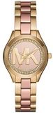  Shop Authentic Michael Kors Mini Slim Runway Rose Gold Dial Two Tone Steel Strap Watch for Women - MK3650 - Luxxuri