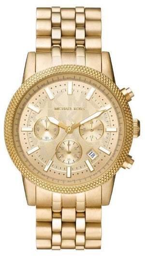  Shop Authentic Michael Kors Hutton Chronograph Gold Dial Gold Steel Strap Watch For Men - MK8953 - Luxxuri