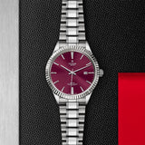  Shop Authentic Tudor Style Automatic Burgundy Red Dial Silver Steel Strap Watch for Men - M12710-0015 - Luxxuri