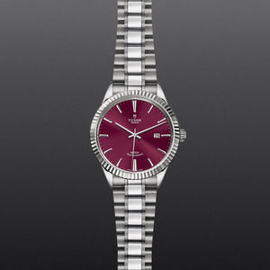  Shop Authentic Tudor Style Automatic Burgundy Red Dial Silver Steel Strap Watch for Men - M12710-0015 - Luxxuri
