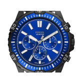  Shop Authentic Fossil Garrett Chronograph Blue Dial Black Rubber Strap Watch for Men - FS5695 - Luxxuri
