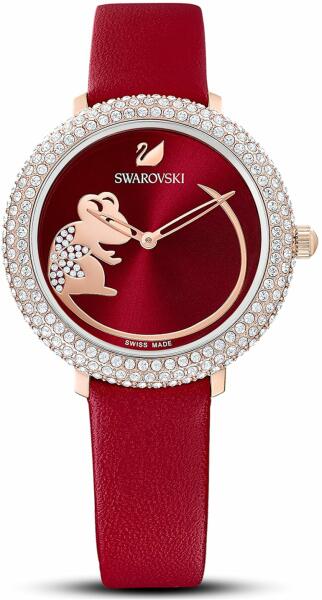  Shop Authentic Swarovski Crystal Frost Red Dial Red Leather Strap Watch for Women - 5519226 - Luxxuri