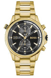  Shop Authentic Hugo Boss Globetrotter Chronograph Black Dial Gold Steel Strap Watch for Men - 1513932 - Luxxuri