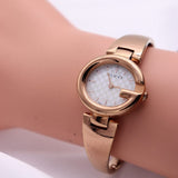  Shop Authentic Gucci Guccisima Quartz Mother of Pearl White Dial Rose Gold Steel Strap Watch for Women - YA134512 - Luxxuri