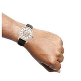  Shop Authentic Fossil Grant Automatic Skeleton White Dial Black Leather Strap Watch for Men - ME3101 - Luxxuri