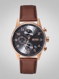  Shop Authentic Hugo Boss Navigator Grey Dial Brown Leather Strap Watch for Men - 1513496 - Luxxuri