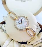  Shop Authentic Bulova Crystal Collection Mother of Pearl Dial Gold Steel Strap Watch for Women - 98L225 - Luxxuri