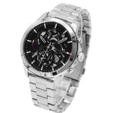  Shop Authentic Tommy Hilfiger Henry Chronograph Black Dial Silver Steel Strap Watch For Men - 1710477 - Luxxuri