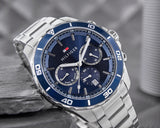  Shop Authentic Tommy Hilfiger Jordan Chronograph Blue Dial Silver Steel Strap Watch For Men - 1792094 - Luxxuri