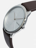  Shop Authentic Calvin Klein Minimal Silver Dial Brown Leather Strap Watch for Men - K3M211G6 - Luxxuri