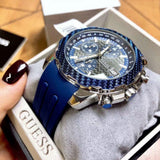  Shop Authentic Guess Octane Chronograph Black Dial Blue Rubber Strap Watch For Men - W1047G2 - Luxxuri
