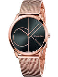  Shop Authentic Calvin Klein Minimal Black Dial Rose Gold Mesh Bracelet Watch for Men - K3M21621 - Luxxuri