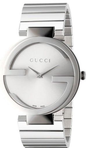  Shop Authentic Gucci G Interlocking Silver Dial Silver Steel Strap Watch For Women - YA133308 - Luxxuri