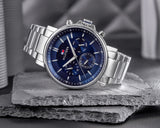  Shop Authentic Tommy Hilfiger Tyson Chronograph Blue Dial Silver Steel Strap Watch For Men - 1710588 - Luxxuri
