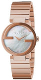  Shop Authentic Gucci G Interlocking Mother of Pearl Dial Rose Gold Steel Strap Watch For Women - YA133515 - Luxxuri