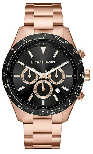  Shop Authentic Michael Kors Layton Chronograph Black Dial Rose Gold Steel Strap Watch For Men - MK8824 - Luxxuri