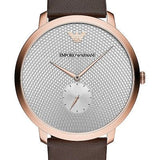  Shop Authentic Emporio Armani Modern Slim Analog Silver Dial Brown Leather Strap Watch For Men - AR11163 - Luxxuri