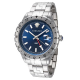  Shop Authentic Versace Hellenyium GMT Blue Dial Silver Steel Strap Watch for Men - V11010015 - Luxxuri