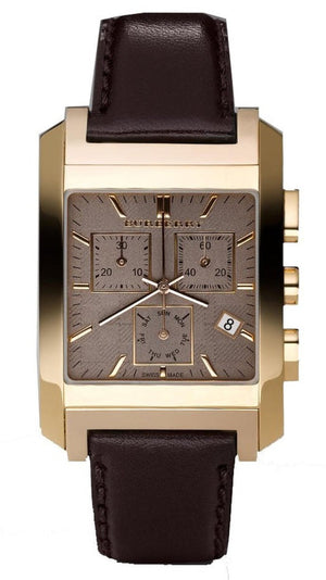  Shop Authentic Burberry Heritage Chronograph Square Grey Dial Brown Leather Strap Watch for Men - BU1566 - Luxxuri