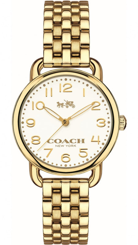 Coach Delancey White Dial Gold Steel Strap Watch for Women - 14502241