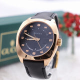  Shop Authentic Gucci GG2570 Quartz Black Dial Black Leather Strap Watch For Women - YA142407 - Luxxuri