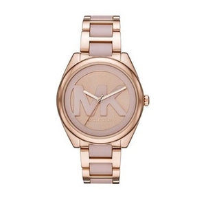  Shop Authentic Michael Kors Janelle Three Hand Rose Gold Dial Two Tone Steel Strap Watch For Women - MK7135 - Luxxuri