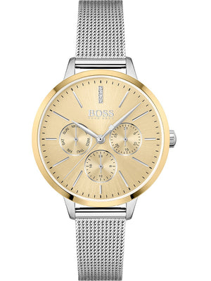  Shop Authentic Hugo Boss Symphony Gold Dial Silver Mesh Bracelet Watch for Women - 1502600 - Luxxuri