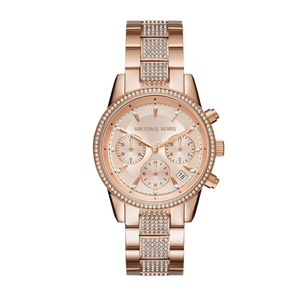  Shop Authentic Michael Kors Ritz Chronograph Rose Gold Dial Rose Gold Steel Strap Watch For Women - MK6485 - Luxxuri