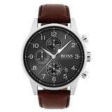  Shop Authentic Hugo Boss Navigator Grey Dial Brown Leather Strap Watch for Men - 1513494 - Luxxuri
