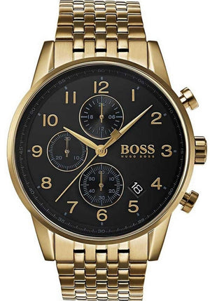  Shop Authentic Hugo Boss Navigator Black Dial Gold Steel Strap Watch for Men - 1513531 - Luxxuri
