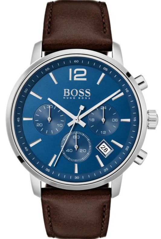  Shop Authentic Hugo Boss Attitude Blue Dial Brown Leather Strap Watch for Men - 1513606 - Luxxuri