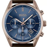  Shop Authentic Hugo Boss Champion Blue Dial Brown Leather Strap Watch for Men - 1513817 - Luxxuri