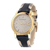  Shop Authentic Burberry The City Gold Dial Black Leather Strap Watch for Men - BU9032 - Luxxuri