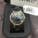  Shop Authentic Emporio Armani Aurora Mother Of Pearl Black Dial Black Leather Strap Watch For Women - AR11056 - Luxxuri