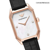  Shop Authentic Emporio Armani Gioia Quartz Mother of Pearl Dial Black Leather Strap Watch For Women - AR11390 - Luxxuri