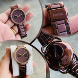  Shop Authentic Fossil Tailor Analog Brown Dial Brown Steel Strap Watch for Women - ES4258 - Luxxuri
