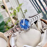  Shop Authentic Bulova Crystal Collection Blue Mother of Pearl Dial Silver Steel Strap Watch for Women - 96L238 - Luxxuri