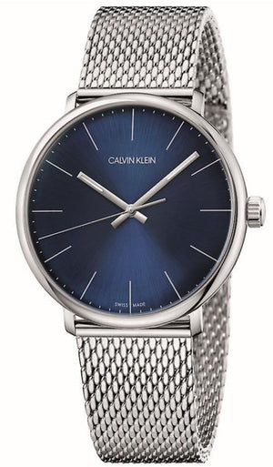  Shop Authentic Calvin Klein High Noon Quartz Blue Dial Silver Mesh Bracelet Watch for Men - K8M2112N - Luxxuri