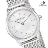  Shop Authentic Calvin Klein Minimal White Dial Silver Mesh Bracelet Watch for Women - K3M23126 - Luxxuri