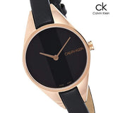  Shop Authentic Calvin Klein Rebel Black Dial Black Leather Strap Watch for Women - K8P236C1 - Luxxuri