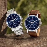  Shop Authentic Tommy Hilfiger Tyson Chronograph Blue Dial Silver Steel Strap Watch For Men - 1710588 - Luxxuri