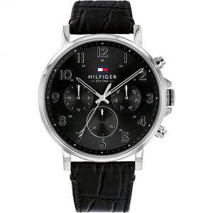  Shop Authentic Tommy Hilfiger Daniel Black Dial Black Leather Strap Watch for Men - 1710381 - Luxxuri