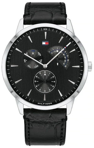  Shop Authentic Tommy Hilfiger Brad Chronograph Black Dial Black Leather Strap Watch For Men - 1710391 - Luxxuri
