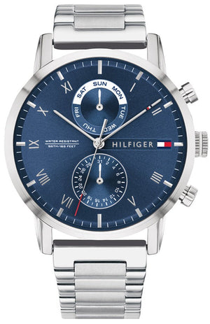  Shop Authentic Tommy Hilfiger Kane Blue Dial Silver Steel Strap Watch for Men - 1710401 - Luxxuri