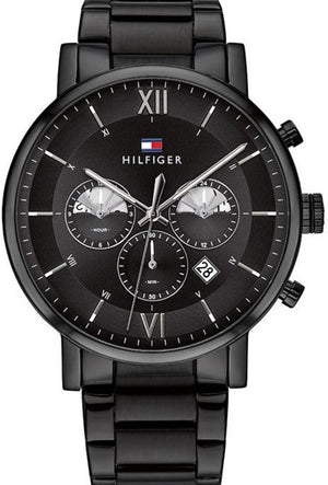 Shop Authentic Tommy Hilfiger Evan Chronograph Quartz Black Dial Black Steel Strap Watch For Men - 1710410 - Luxxuri
